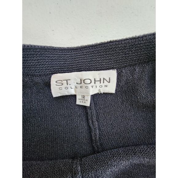 St John Collection Knit Pants Womens 12 Black Cropped Wide Leg Career Lounge - Picture 7 of 10